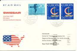 Liechtenstein Swissair 20 Years Anniversary Across The North Atlantic 2-5-1967 - Lettres & Documents