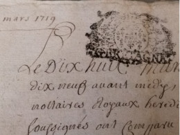 VIEUX PAPIERS Cachets BRETAGNE 1638 . Signer LEMOINE Note ROYAL - Cachets Généralité