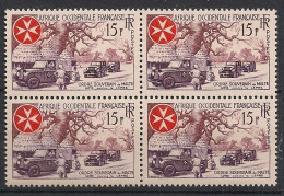 AOF - 1957 - N°YT. 63 - Ordre De Malte - Bloc De 4 - Neuf Luxe ** / MNH / Postfrisch - Ongebruikt