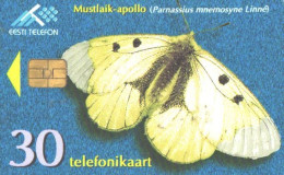 Estonia:Used Phonecard, Eesti Telefon, 30 EEK, Butterfly, Parnassius Mnemosyne Linne, 1998 - Farfalle