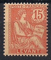 LEVANT - 1902-20 - N°YT. 15 - Type Mouchon 15c Vermillon - Neuf Luxe ** / MNH / Postfrisch - Ongebruikt