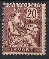 LEVANT - 1902-20 - N°YT. 16a - Type Mouchon 20c Brun Lilas - Papier GC - Neuf Luxe ** / MNH / Postfrisch - Nuevos