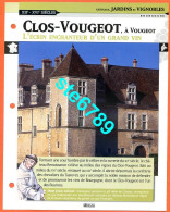 CLOS VOUGEOT Vougeot  Histoire Chateaux De France Fiche Dépliante Chateau - Géographie