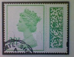 Great Britain, Scott MH509, Used (o), 2022 Machin, Queen Elizabeth II, 20p, Bright Yellow Green - Série 'Machin'