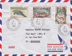 COTE D'IVOIRE--1968--Lettre D' ABIDJAN  Pour MONTESSON-78 ..timbres (animaux)  Sur Lettre.....cachets - Costa D'Avorio (1960-...)