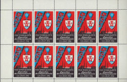 Luxembourg - Luxemburg -  Feuille Comlète à 10 Timbres  Ville D'Esch-Alzette - Exposition Du Cinquantenaire  1956 - Feuilles Complètes