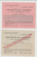 POMPEI BIGLIETTO CORRISPETTIVO PER IL PARCHEGGIO AUTOVETTURA 1977 - Other & Unclassified