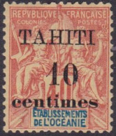 TAHITI  - 32  10C SUR 40C NEUF* AVEC CHARNIERE COTE 16 EUR - Nuovi