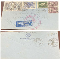 D)1938, GREECE, CIRCULATED LETTER, AIR MAIL, WITH CENSAHIP CANCELLATION STAMP ON MYTHOLOGY STAMPS, IRIS 2DR, MINERVA 7DR - Briefe U. Dokumente