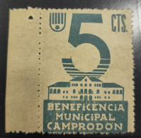 CAMPRODON ( GERONA). EDIFIL N/C. 5 CTS AZUL BENEFICENCIA MUNICIPAL. - Vignette Della Guerra Civile