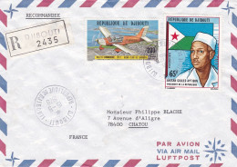 DJIBOUTI-1978-Lettre Recommandée  De DJIBOUTI Pour CHATOU-78-Composition De Timbres (avion,président) Sur Lettre..cachet - Gibuti (1977-...)