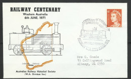 Australie Australia 1971 Yv. 323b ° Enveloppe Commémorant Le Centenaire Du Chemin De Fer - Railway Centenary - Covers & Documents