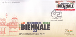 INDIA 2023 Art Architecture Design Biennale 2023,  FDC, First Day Cover, Jabalpur Cancelled. - FDC