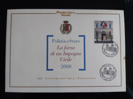 FOLDER POSTE ITALIANE POLIZIA DI STATO 148° ANNIVERSARIO + CARTOLINA COMMEMORATIVA 2000 + GIURAMENTO ALLIEVI 2014 - 2011-20: Cartas & Documentos