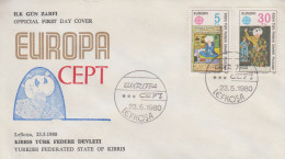 Enveloppe  FDC  1er  Jour   CHYPRE   TURC   Paire   EUROPA   1980 - 1980