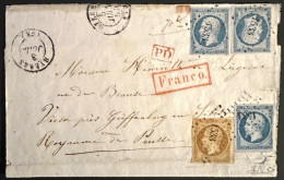 Très Rare Combinaison. LSC N9 (pd) + 3xn14 Hyeres-Prusse. Signée JF Brun Et Roumet - 1852 Louis-Napoléon