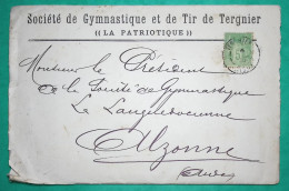 N°102 SAGE TARIF IMPRIME TERGNIER AISNE SOCIETE DE TIR GYMNASTIQUE TICKET TOMBOLA AVEC LISTE DES OBJETS A GAGNER 1900 - Ginnastica