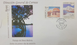 D)1990, BOLIVIA, ON FIRST DAY OF ISSUE, EACH UPAEP, BENI-BOLIVIA LANDSCAPE, CHIPPAIA TOWN, ORURO DISTRICT 0.80B, NEVADO - Bolivia