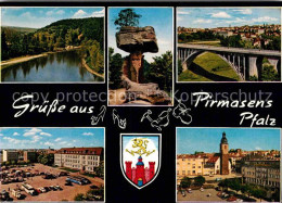 72840618 Pirmasens Partie Am Fluss Felsformation Bruecke Platz Wappen Pirmasens - Pirmasens