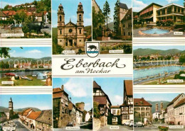 72840478 Eberbach Neckar Eber Statue Neckarbruecke Kirche Pulverturm Kurhaus Fre - Eberbach