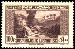 Lebanon 1937-40 100p Sepia Lightly Mounted Mint. - Unused Stamps