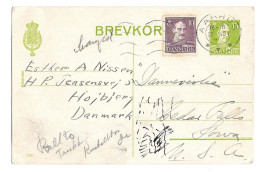 Denmark 15 Ore Postal Stationery Card Uprated With 10 Ore Stamp Aarhus To Iowa USA - Briefe U. Dokumente