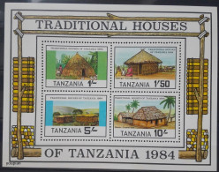 Tanzania 1984, Traditional Houses, MNH S/S - Tanzania (1964-...)