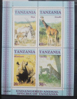 Tanzania 1986, Endangered Animals, MNH S/S - Tansania (1964-...)