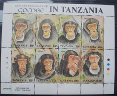 Tanzania 1992, The Chimpanzees Of Gombe Tanzania, MNH S/S - Tanzania (1964-...)