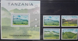 Tanzania 2002, Tanzania Mountains, MNH S/S And Stamps Set - Tansania (1964-...)