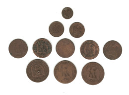 549/ France : NAPOLEON III : Petit Lot : 1, 2, 5 Et 10 Centimes (en L'état) - Other & Unclassified