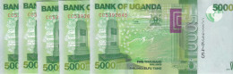 UGANDA 5000 SHILINGS 2019 P- 51 Lot X5 UNC - Burundi