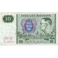 Suède, 10 Kronor, 1987, KM:52e, TB - Suède