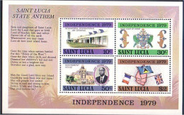 Saint Lucia Independance Drapeau Flag Carte Map MNH ** Neuf SC (A51-104) - Iles