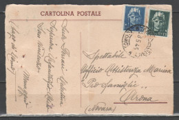 ITALIA 1945 - Cartolina Postale Con Imperiale 35 C. E 15 C. Uso Tardivo - Marcophilie