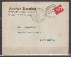 ITALIA 1945 - Lettera Commerciale Benedetti Fonderia Ghisa Viareggio Con Imperiale 2 L. Uso Tardivo - Marcophilia