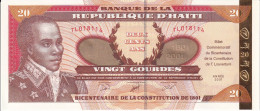 BILLETE DE HAITI DE 20 GOURDES DEL AÑO 2001 SIN CIRCULAR (UNC) (BANK NOTE) CONMEMORATIVO - Haïti