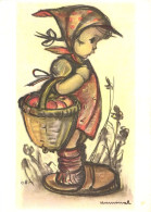 ILLUSTRATION, HUMMEL, NR. 4654, CHILD, GIRL, BASKET, APPLES, SIGNED, POSTCARD - Hummel