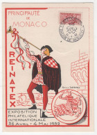 Monaco 1952  Carte Postale Timbrée  - Expo Philatélique Internationale 26 Avril - 4 Mai 1952 - Frais Du Site Déduits - Interi Postali
