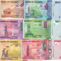 UGANDA 1000 2000 5000 10000 20000 50000 SHILINGS 2019 2021 P 50 51 52 53 54 UNC SET - Burundi