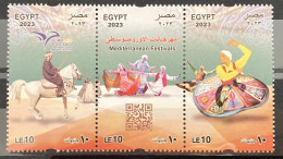 2023 Egypt Égypte Euromed Festival Mediterranean Dance Strip 3 MNH - Unused Stamps