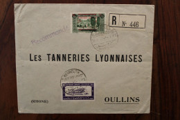 1930 Liban France Timbre Congrès Séricicole Air Mail Cover Lebanon Tanneries Oullins Flight Registered Recommandé Reco R - Brieven En Documenten