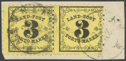 BADEN LP 2x Paar BrfStk, 1863, 3 Kr. Schwarz Auf Gelb Im Waagerechten Paar, K2 MANNHEIM, üblich Zentriertes Und Gezähnte - Oblitérés