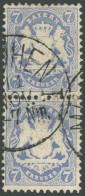 BAYERN 34 Paar O, 1875, 7 Kr. Dunkelultramarin, Wz. 2, Im Senkrechten Paar, Pracht, Gepr. Pfenninger, Mi. 1500.- - Gebraucht