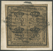 BRAUNSCHWEIG 9a BrfStk, 1857, 4/4 Ggr. Schwarz Auf Graubraun, Nummernstempel 40 (Stadtoldendorf), Prachtbriefstück, Kurz - Braunschweig