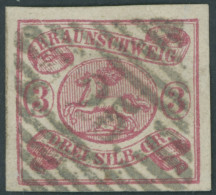 BRAUNSCHWEIG 12Aa O, 1862, 3 Sgr. Rosa, Zentrischer Nummernstempel 25 (JERXHEIM), Kabinett, Gepr. Brettl - Brunswick