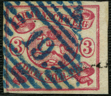 BRAUNSCHWEIG 12Aa O, 1862, 3 Sgr. Rosa, Mit Blauem Nummernstempel 19 (Harzburg), Pracht, Gepr. Lange. Mi. 280,- - Braunschweig