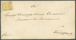 BRAUNSCHWEIG 14A BRIEF, 1865, 1 Sgr. Gelbocker, Durchstochen 16, Fast Allseits Vollständiger Durchstich, Auf Brief Mit N - Braunschweig