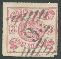 BRAUNSCHWEIG 16 O, 1864, 3 Sgr. Lilarot, Feinst, Gepr. Pfenninger Und Kurzbefund Lange, Mi. 650.- - Braunschweig