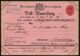 BRAUNSCHWEIG Braunschweig 1866, Postanweisung - Dienstformular In Rosa Mit Wertstempel 1 Groschen, A1, Type III/2, über  - Braunschweig